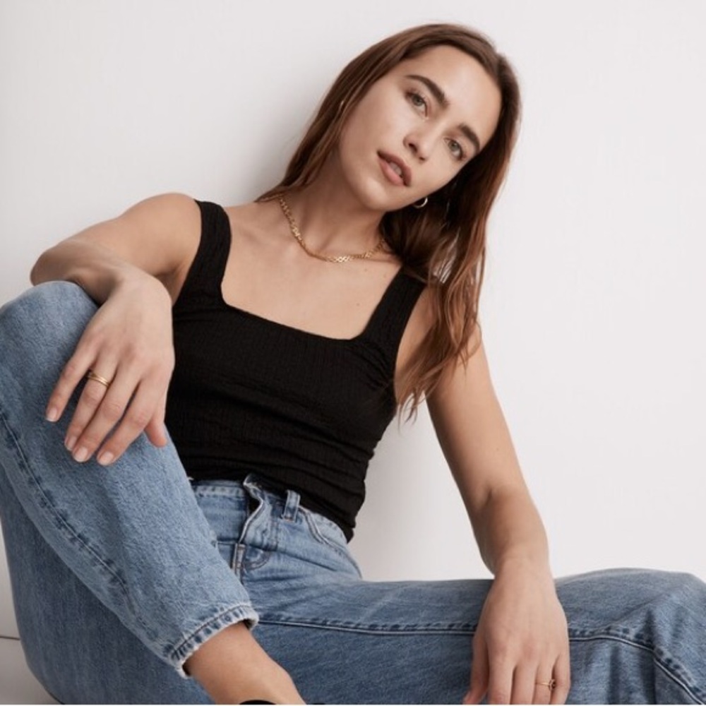 Madewell Popcorn Tank - True Black - Extra Small